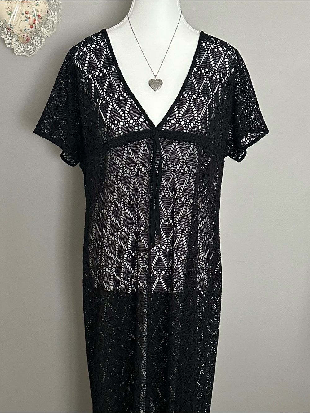 Bikini Village Black swimsuit cover maxi dress NWT Small